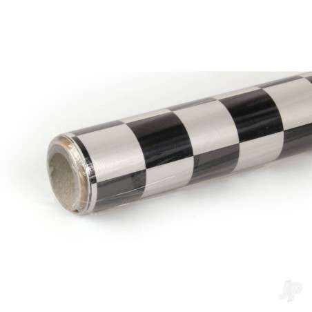 Oracover 2m ORACOVER Fun-3 Medium Chequered, Pearlescent White + Black (60cm width)
