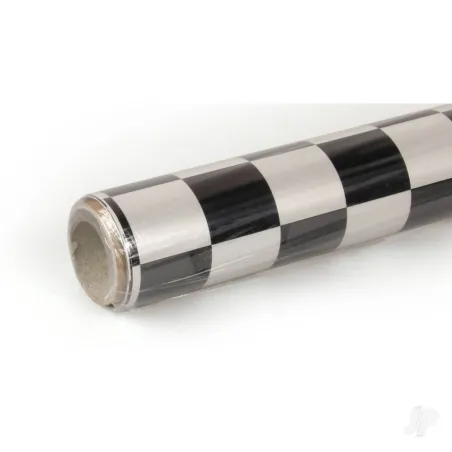 Oracover 2m ORACOVER Fun-3 Medium Chequered, Pearlescent White + Black (60cm width)