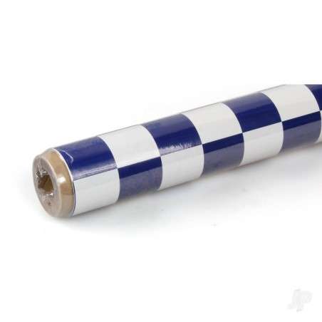 Oracover 2m ORACOVER Fun-3 Medium Chequered, White + Dark Blue (60cm width)