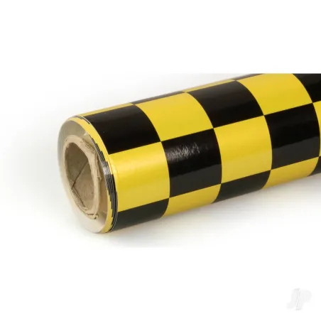 Oracover 10m ORACOVER Fun-3 Medium Chequered, Pearlescent Cadmium Yellow + Black (60cm width)