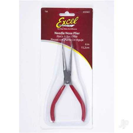 Excel 6in Spring Loaded Soft Grip Plier, Long Needle Nose (Carded)