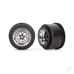 Traxxas Wheels, Weld chrome with black (rear) (2)