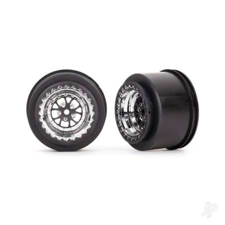 Traxxas Wheels, Weld chrome with black (rear) (2)