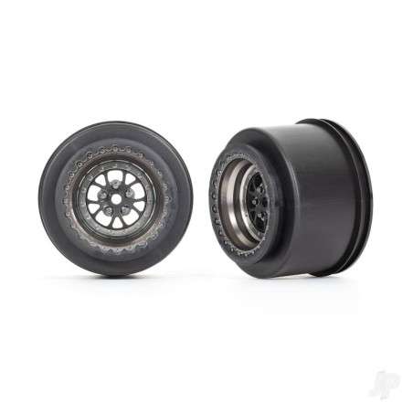 Traxxas Wheels, Weld satin black chrome (rear) (2)