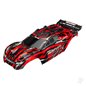Traxxas Body, Rustler 4X4, Red / window, grille, lights decal sheet (assembled with Front & Rear Body mounts and Rear Body suppo
