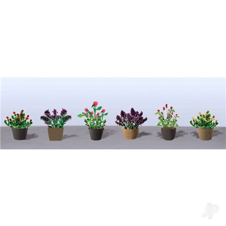 JTT Assorted Potted Flower Plants 1, O-Scale, (6 pack)