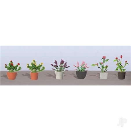 JTT Assorted Potted Flower Plants 1, O-Scale, (6 pack)