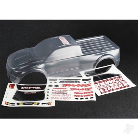 Traxxas Body, E-Maxx Brushless (clear, requires painting) / decal sheet