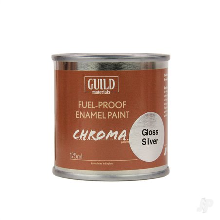 Guild Lane Chroma Enamel Fuelproof Paint Gloss Silver (125ml Tin)
