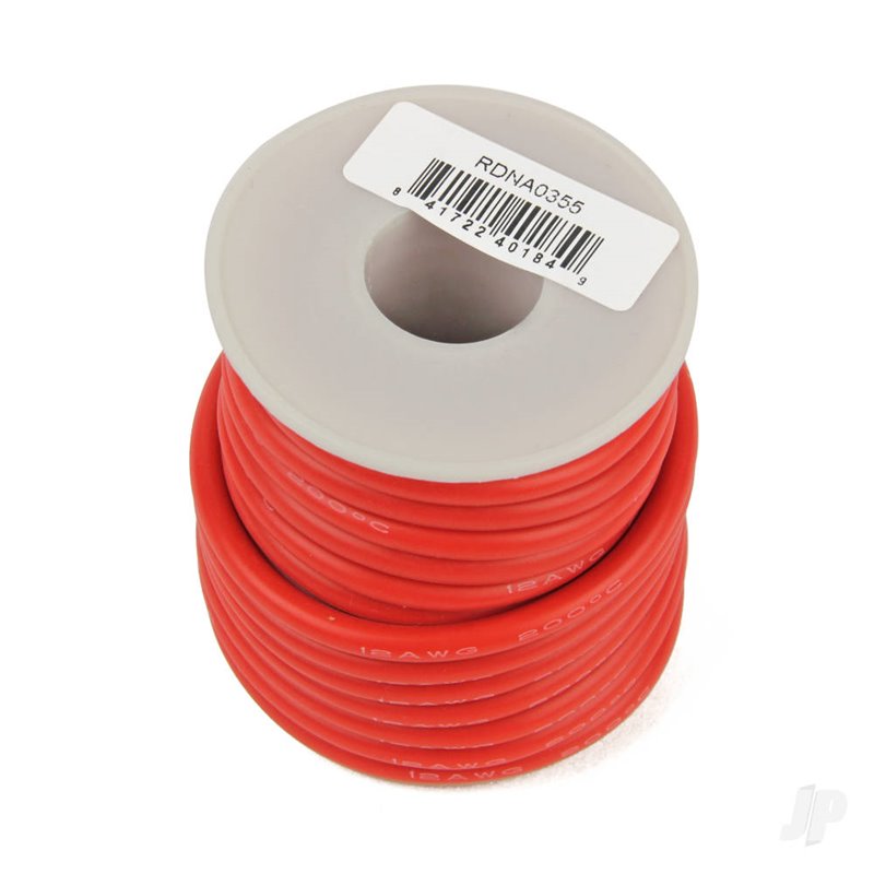 Radient Silicone Wire, 12ga, 1062 Strand, 25ft Red