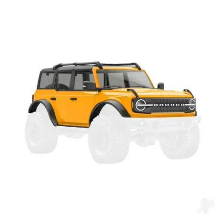 Traxxas Body, Ford Bronco, complete, Cyber Orange (includes grille, side mirrors, door handles, fender flares, windshield wipers