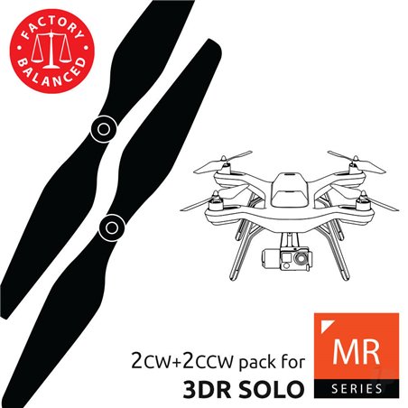 Master Airscrew 10x4.5 MR SL Propeller C Set x4 Black, Built in Nut for 3DR SOLO