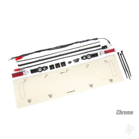 Traxxas LED lights, tail lights (red)/ zip ties (9)/ tail light housings (left & right)/ tailgate trim (chrome)