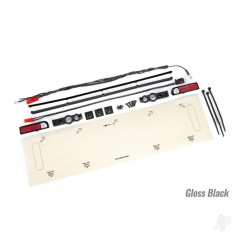Traxxas LED lights, tail lights (red)/ zip ties (9)/ tail light housings (left & right)/ tailgate trim (black)
