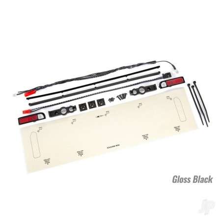 Traxxas LED lights, tail lights (red)/ zip ties (9)/ tail light housings (left & right)/ tailgate trim (black)