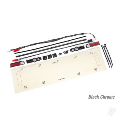 Traxxas LED lights, tail lights (red)/ zip ties (9)/ tail light housings (left & right)/ tailgate trim (black chrome)