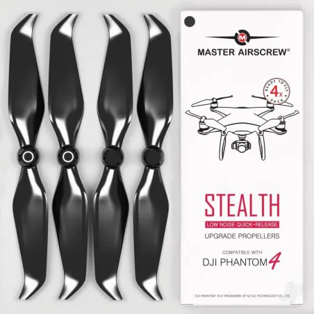 Master Airscrew MR-PH Stealth 9.5x5.7 Prop Set x4 Black for DJI PHANTOM 4 gen.
