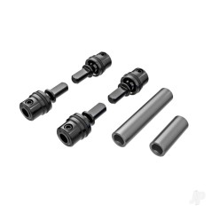 Traxxas Driveshafts, Center, male (steel) (4)/ driveshafts, Center, female, 6061-T6 aluminium (dark titanium-anodised) (front & 