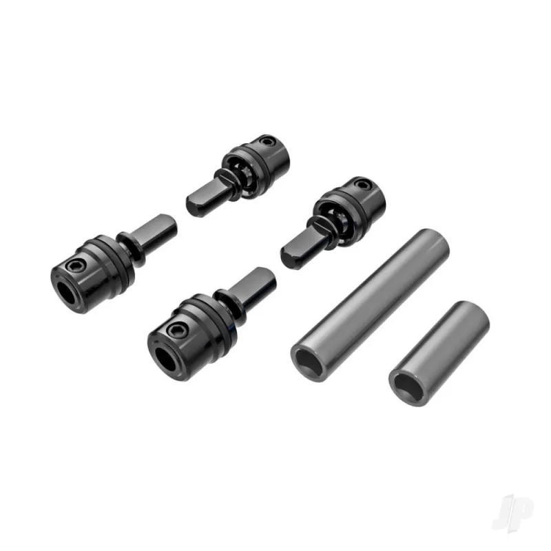 Traxxas Driveshafts, Center, male (steel) (4)/ driveshafts, Center, female, 6061-T6 aluminium (dark titanium-anodised) (front & 