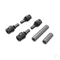 Traxxas Driveshafts, Center, male (steel) (4)/ driveshafts, Center, female, 6061-T6 aluminium (dark titanium-anodised) (front & 