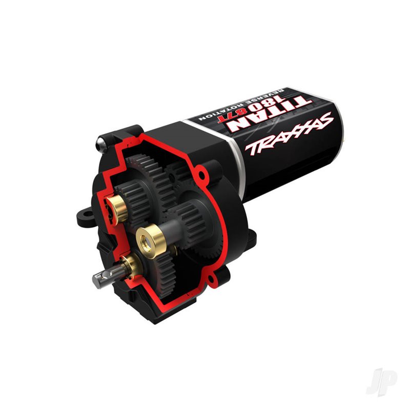 Traxxas Transmission, complete (high range (trail) gearing) (16.6:1 reduction ratio) (includes Titan 87T motor)