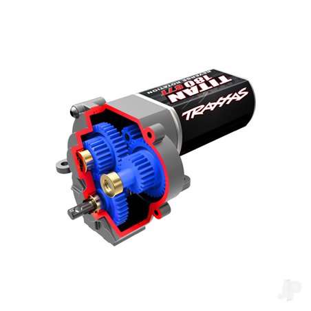 Traxxas Transmission, complete (speed gearing) (9.7:1 reduction ratio) (includes Titan 87T motor)
