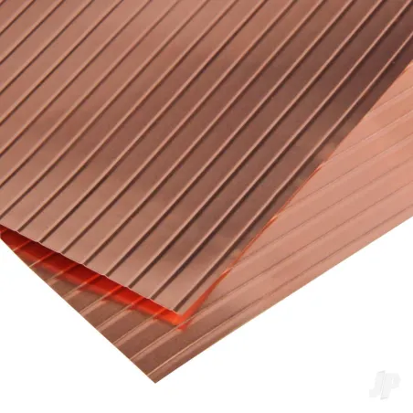K&S .006in Thick .187in Spacing 5x7in Crimped Copper Corrugated Sheet (HO Scale) (2 pcs)