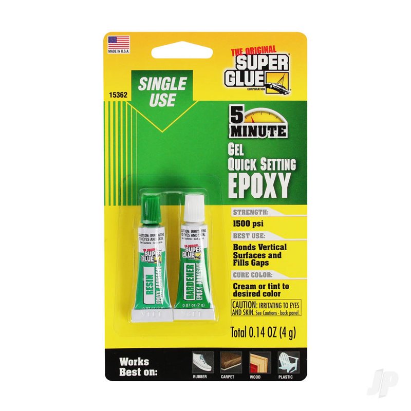 Super Glue 5 Minute Quick Setting Single Use Epoxy Gel (0.14oz, 4g)