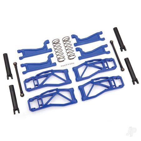 Traxxas Suspension kit, WideMaxx, Blue (includes Front & Rear suspension arms, Front toe links, Rear shock springs)