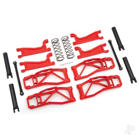 Traxxas Suspension kit, WideMaxx, Red (includes Front & Rear suspension arms, Front toe links, Rear shock springs)