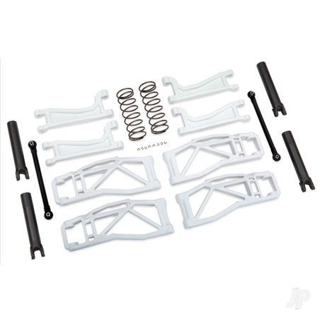 Traxxas Suspension kit, WideMaxx, white (includes Front & Rear suspension arms, Front toe links, Rear shock springs)