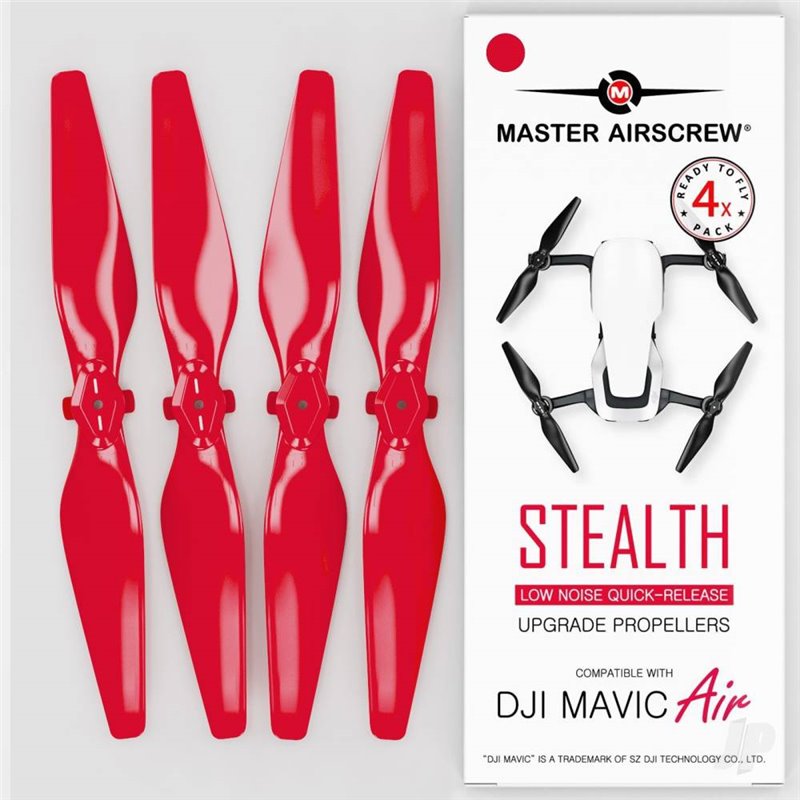 Master Airscrew 5.3x3.3 DJI Mavic Air STEALTH Upgrade Propeller Set, 4x Red