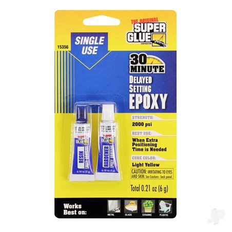 Super Glue 30 Minute Super Strength Delayed Setting Single Use Epoxy (0.21oz, 6g)