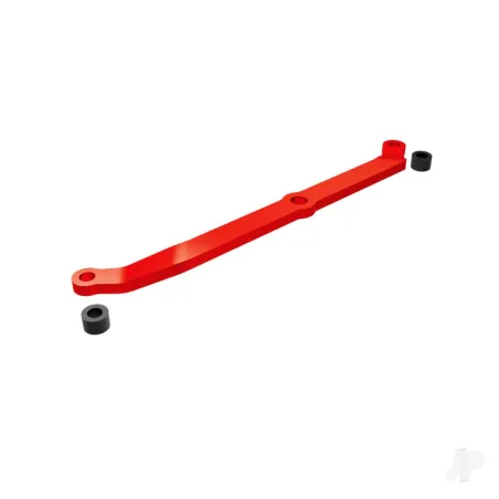 Traxxas Steering link, 6061-T6 aluminium (red-anodised)/ servo horn, metal/ spacers (2)/ 3x6mm CCS (with threadlock) (1)/ 2.5x7m