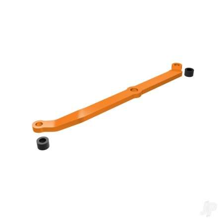 Traxxas Steering link, 6061-T6 aluminium (orange-anodised)/ servo horn, metal/ spacers (2)/ 3x6mm CCS (with threadlock) (1)/ 2.5