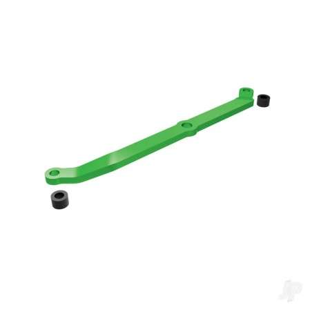 Traxxas Steering link, 6061-T6 aluminium (green-anodised)/ servo horn, metal/ spacers (2)/ 3x6mm CCS (with threadlock) (1)/ 2.5x