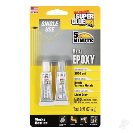 Super Glue 5 Minute Quick Setting Single Use Metal Epoxy (0.21oz, 6g)