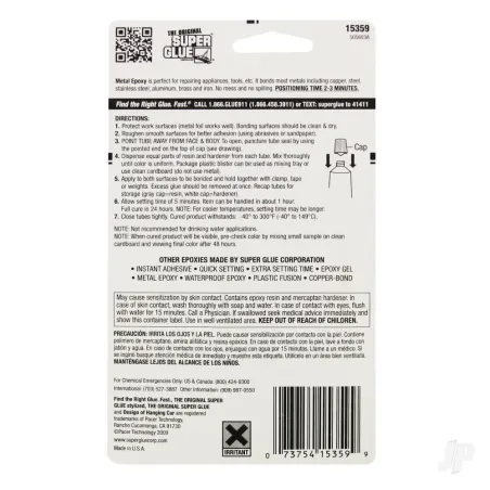 Super Glue 5 Minute Quick Setting Single Use Metal Epoxy (0.21oz, 6g)