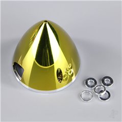 JP 57mm Chrome Yellow Spinner (with Aluminium Back Plate)