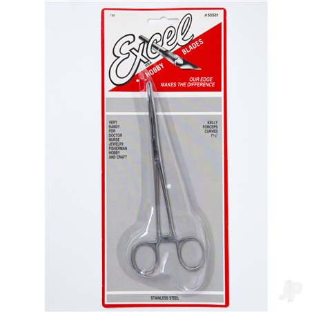 Excel 7.5in Curved Nose Stainless Steel Hemostats (Carded)