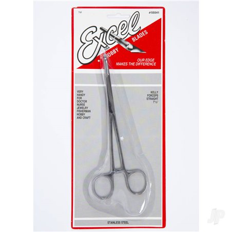 Excel 7.5in Straight Nose Stainless Steel Hemostats (Carded)