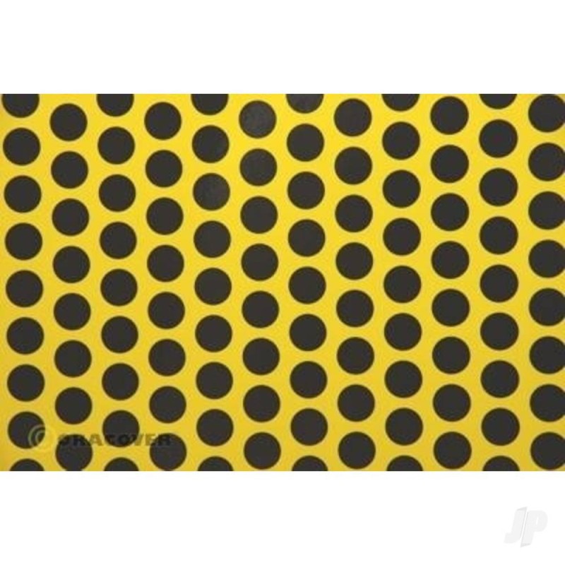 Oracover 2m ORACOVER Fun-1 Polkadots, Fluorescent Yellow + Black (60cm width)