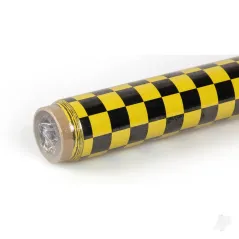 Oracover 2m ORACOVER Fun-4 Small Chequered, Cadmium Yellow + Black (60cm width)