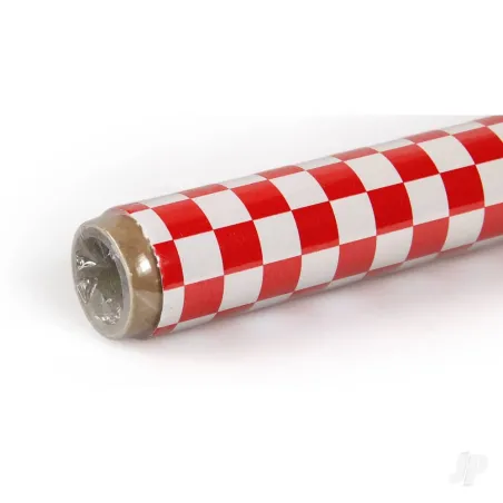 Oracover 2m ORACOVER Fun-4 Small Chequered, White + Red (60cm width)