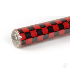 Oracover 2m ORACOVER Fun-4 Small Chequered, Ferrari Red + Black (60cm width)