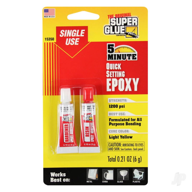 Super Glue 5 Minute Quick Setting Single Use Epoxy (0.21oz, 6g)
