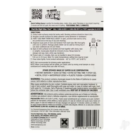 Super Glue 5 Minute Quick Setting Single Use Epoxy (0.21oz, 6g)