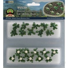 JTT Broccoli & Cauliflower, 5/8in width, O-Scale, (20 per pack)
