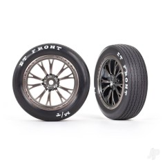 Traxxas Tyres & wheels, assembled, glued (Weld satin black chrome wheels, tyres, foam inserts) (front) (2)