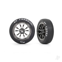 Traxxas Tyres & wheels, assembled, glued (Weld black chrome wheels, tyres, foam inserts) (front) (2)
